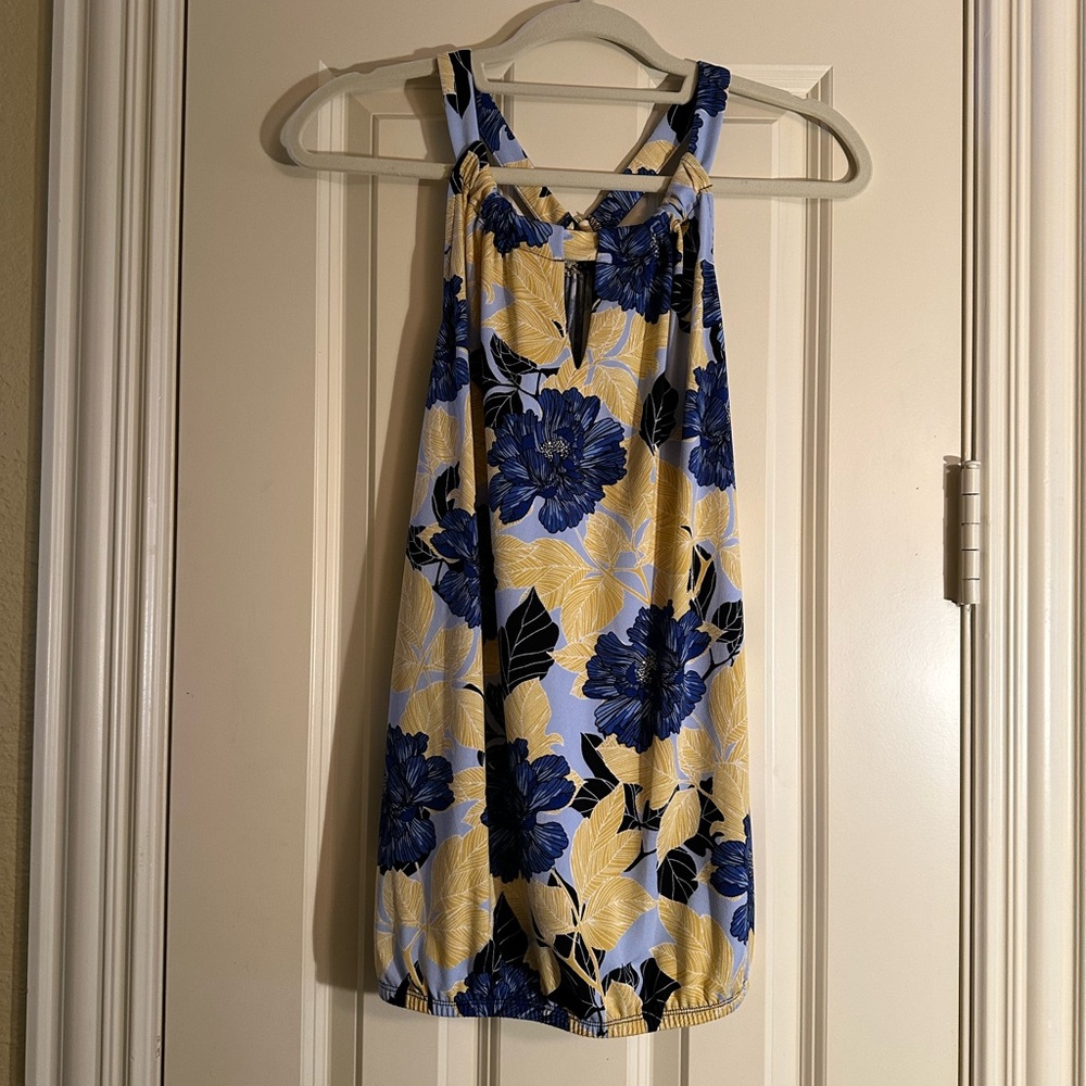 INC Halter Top in Blue and Yellow